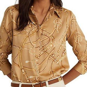 Lauren Ralph Lauren Belt Print Crepe Shirt
